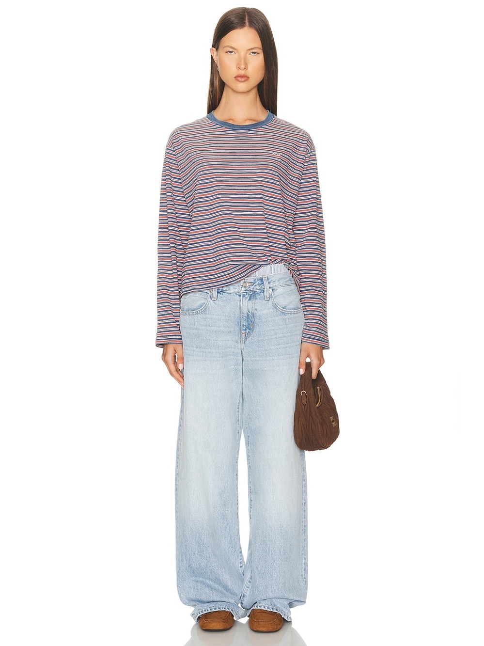 SLVRLAKE mica mid tidewater leg jeans light blue loose relaxed fit denim 25